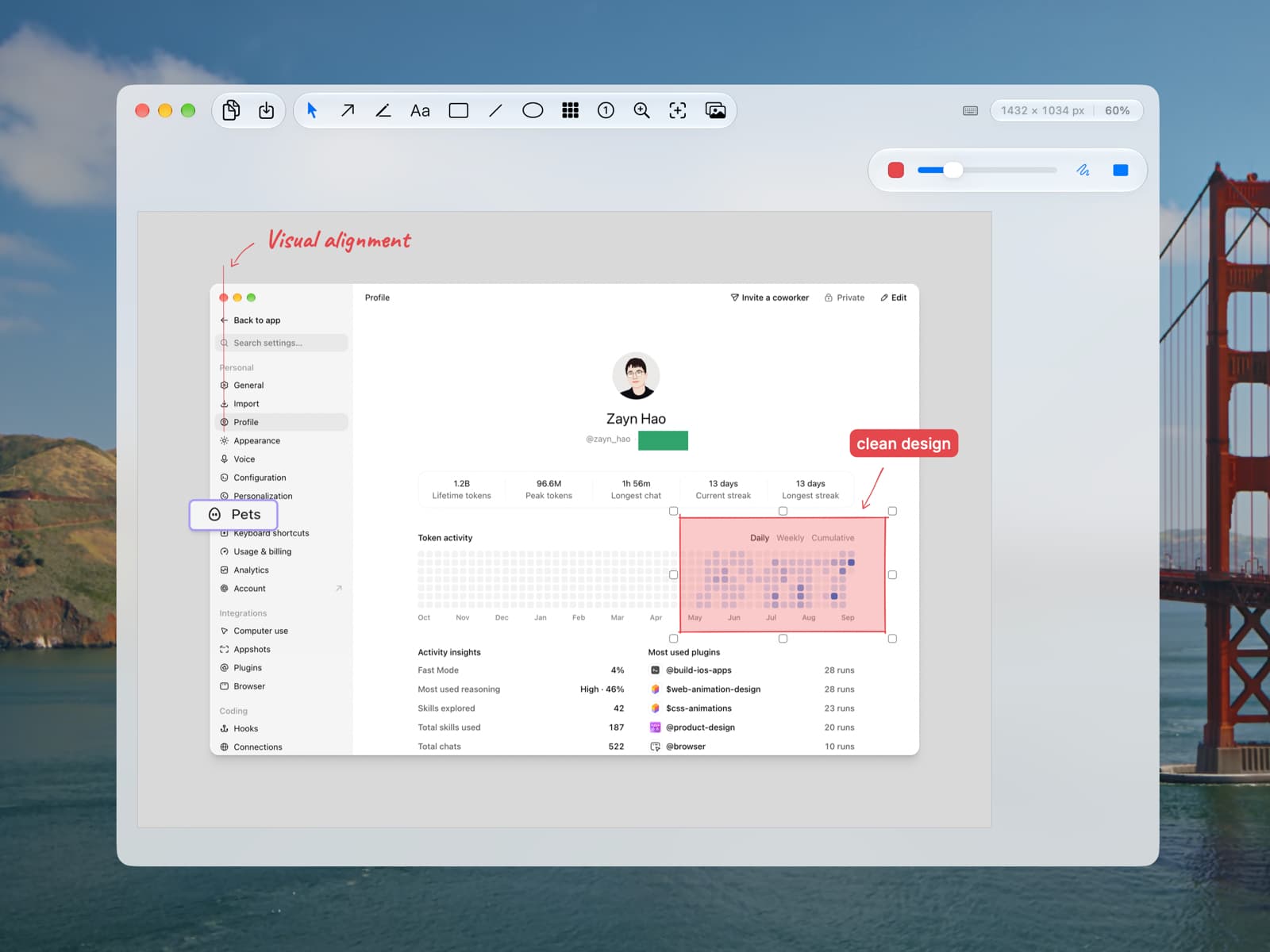An annotated screenshot with a background in the Minshot editor